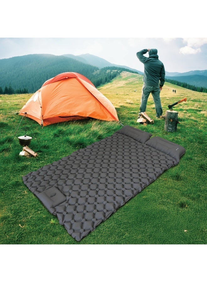 GREEN LION Double Size Inflatable Air Mattress / Camping Air Bed / Built-In Foot Pump / Integrated Pillow Design / Anti-slip surface / Durable And Waterproof Mattress For Camping , Travel , Sleepovers and Guest- Black - Image 4